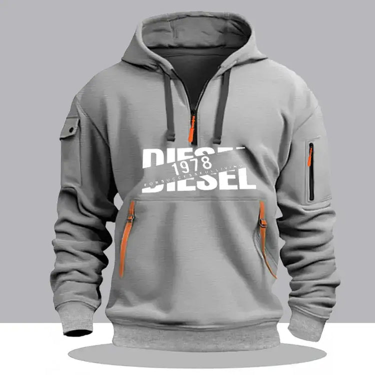 Sweat à Capuche Homme – Hoodie Zippé Manches Longues, Grande Taille, Veste Décontractée Sport & Casual en gris