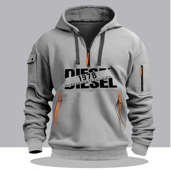 Sweat à Capuche Homme – Hoodie Zippé Manches Longues, Grande Taille, Veste Décontractée Sport & Casual en gris