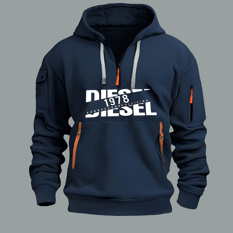 Sweat à Capuche Homme – Hoodie Zippé Manches Longues, Grande Taille, Veste Décontractée Sport & Casual en bleu