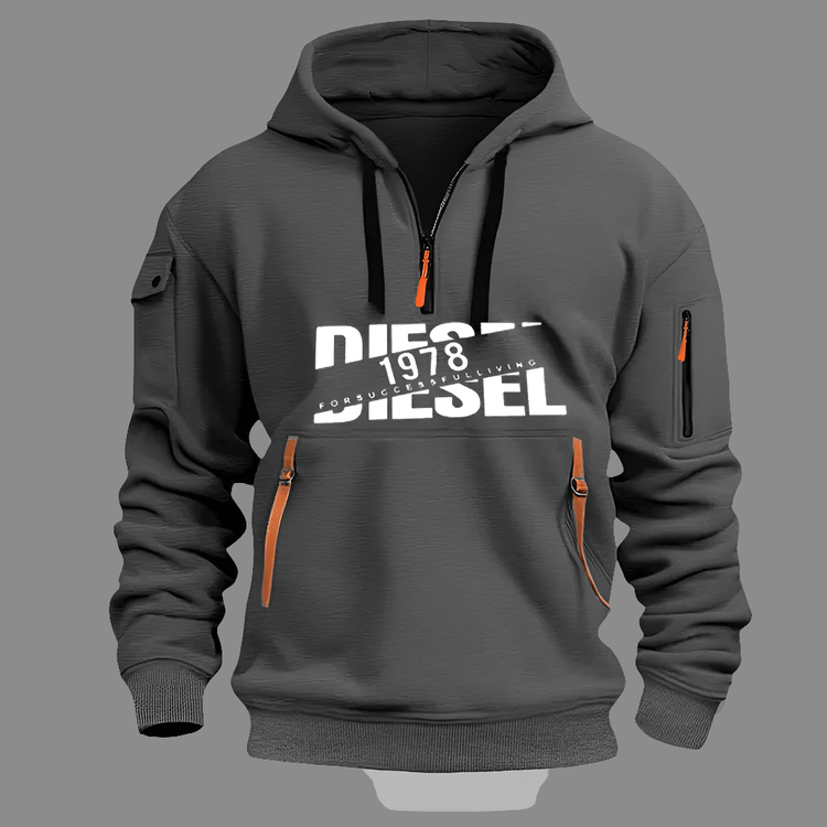 Sweat à Capuche Homme – Hoodie Zippé Manches Longues, Grande Taille, Veste Décontractée Sport & Casual en gris