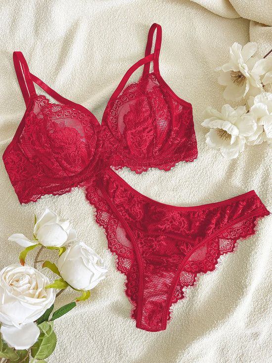 Ensemble Lingerie Femme Sexy Dentelle – Soutien-Gorge Armatures & Culotte Brésilienne, Style Victoria Élégant