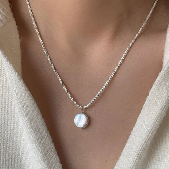 Collier Femme Argent 925 avec Perle Ronde – Pendentif Minimaliste Élégant
