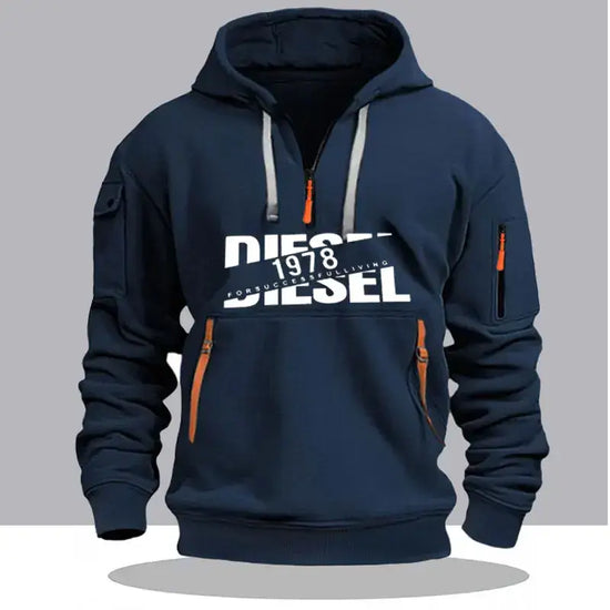 Sweat à Capuche Homme – Hoodie Zippé Manches Longues, Grande Taille, Veste Décontractée Sport & Casual en bleu