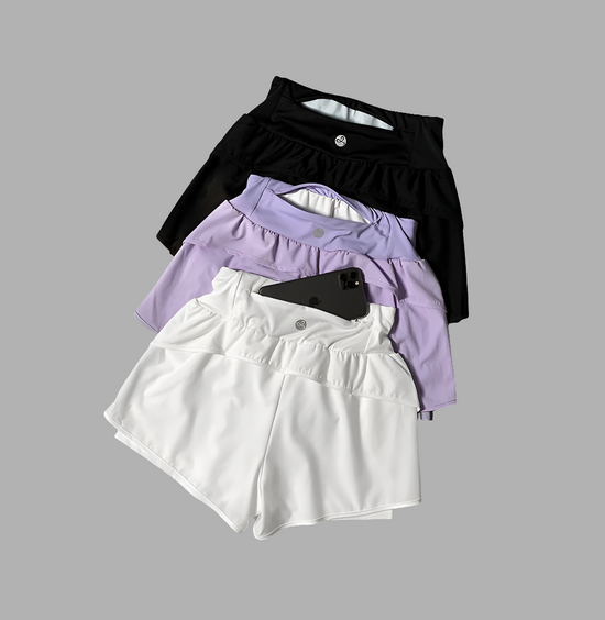 Short Sport Femme 2-en-1 DRUR – Taille Haute, Poches