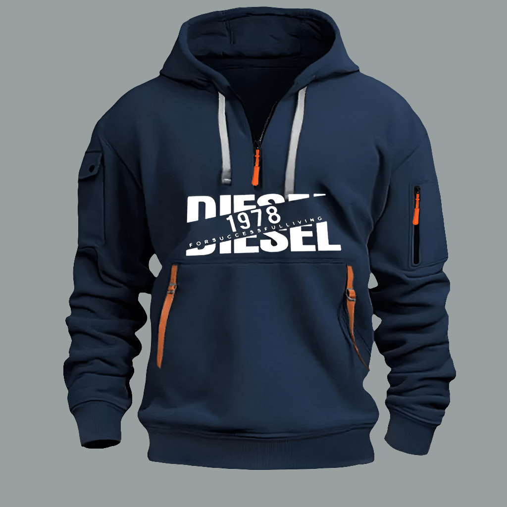 Sweat à Capuche Homme – Hoodie Zippé Manches Longues, Grande Taille, Veste Décontractée Sport & Casual en bleu