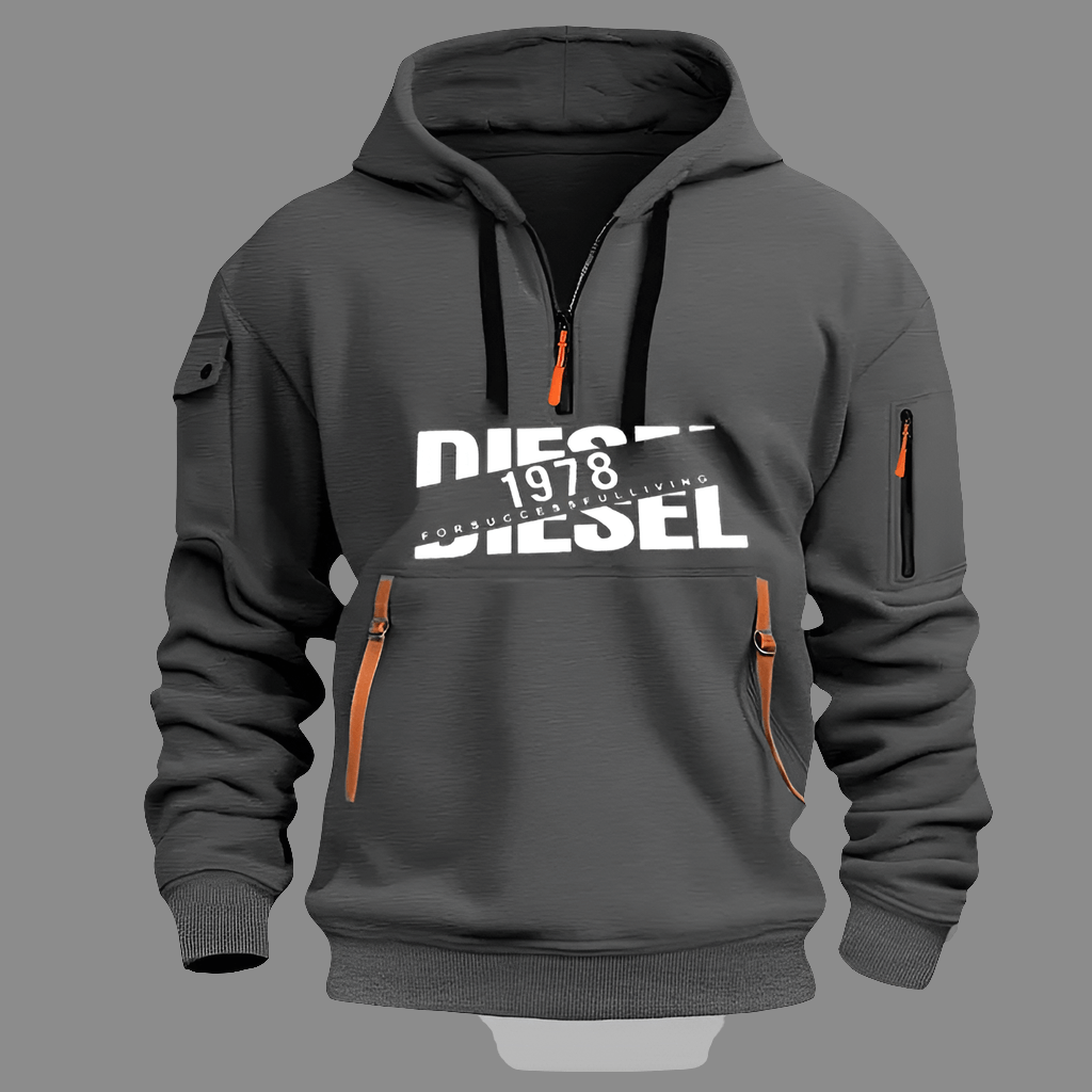 Sweat à Capuche Homme – Hoodie Zippé Manches Longues, Grande Taille, Veste Décontractée Sport & Casual en gris