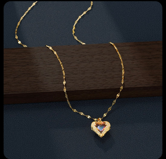 Collier Cœur Océan en Cristal